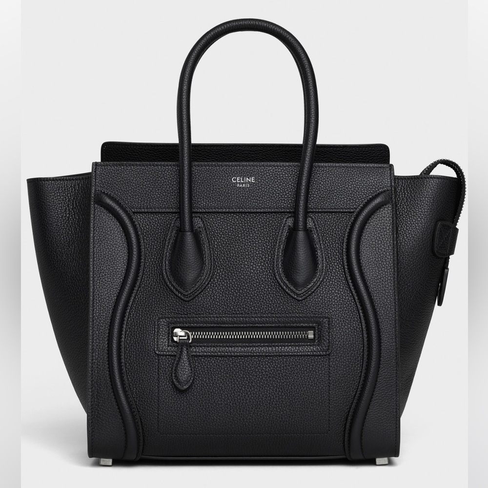 CELINE MICRO LUGGAGE HANDBAG IN DRUMMED CALFSKIN in black